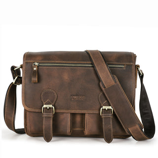 Retro Crazy Horse And Cowhide One Shoulder Crossbody Bag For Men