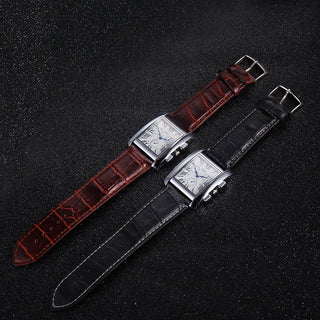 Mens Roman Scale Three Eyes Square Belt Watch