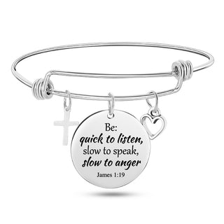 Jesus Christian Bible Scripture Stainless Steel Bangle Bracelet