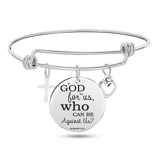 Jesus Christian Bible Scripture Stainless Steel Bangle Bracelet