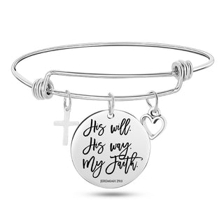 Jesus Christian Bible Scripture Stainless Steel Bangle Bracelet