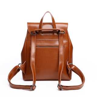 Women's Oil Wax Leather Fashion Casual Retro Backpack