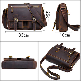 Retro Crazy Horse And Cowhide One Shoulder Crossbody Bag For Men