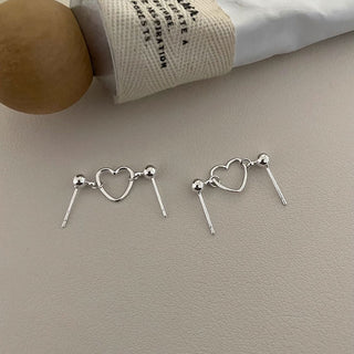 S925 Sterling Silver Double Ear-hole Ear Studs Integrated Love