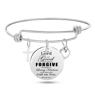 Jesus Christian Bible Scripture Stainless Steel Bangle Bracelet