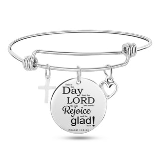 Jesus Christian Bible Scripture Stainless Steel Bangle Bracelet