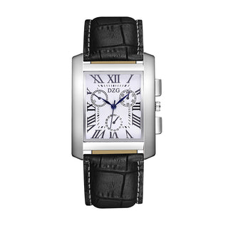 Mens Roman Scale Three Eyes Square Belt Watch