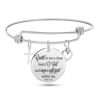 Jesus Christian Bible Scripture Stainless Steel Bangle Bracelet