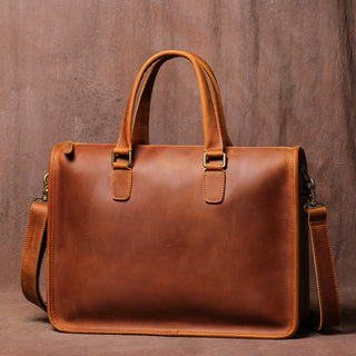 Men's Bag Crazy Horse Leather Briefcase For Laptop