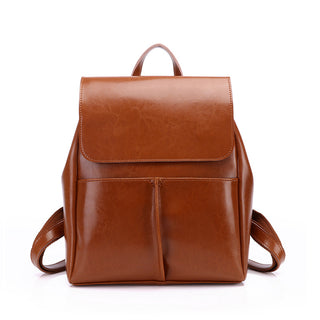 Women's Oil Wax Leather Fashion Casual Retro Backpack